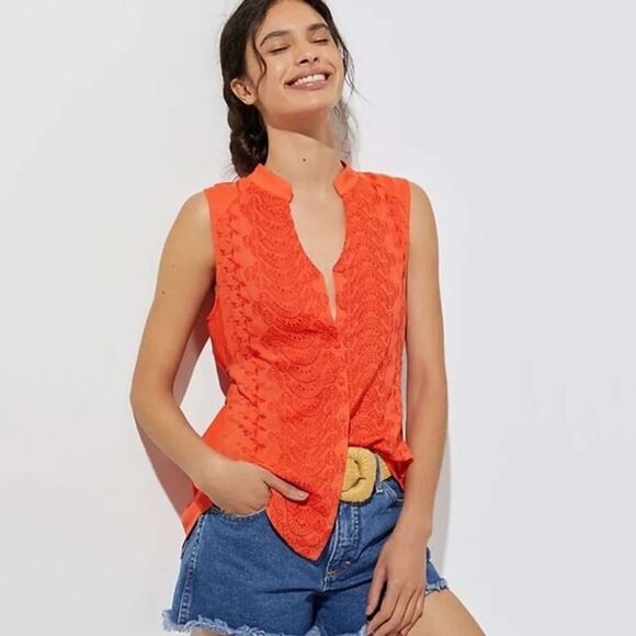 Anthropologie Tops - 🧺Tiny by Anthropologie | 100% Cotton Eyelet Embroidered Side Tie Tank | Medium